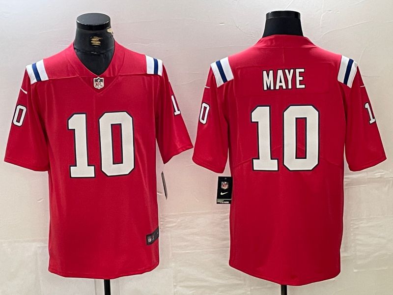 Men New England Patriots 10 Maye Red Three generations 2024 Nike Vapor F.U.S.E. Limited NFL Jersey